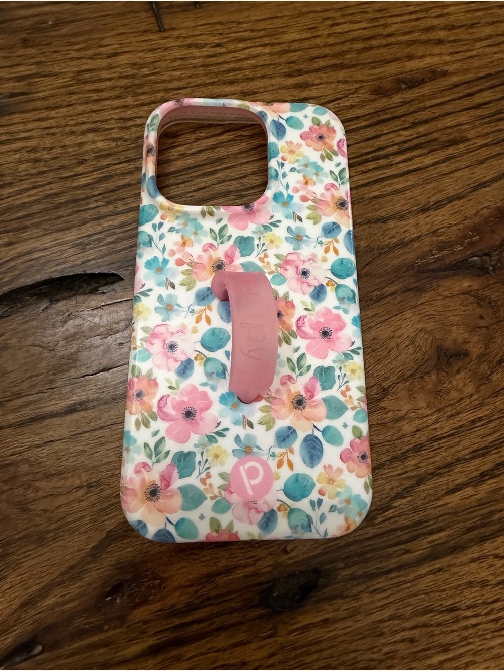 Loopy Case Floral Phone Case with Pink Grip and Teal Accents fits 14Pro